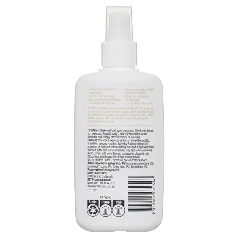 Hamilton SPF 50+ Everyday Face 200ml